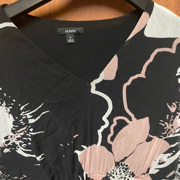 Alfani Black and Pink Floral Blouse - Picture 2 of 3